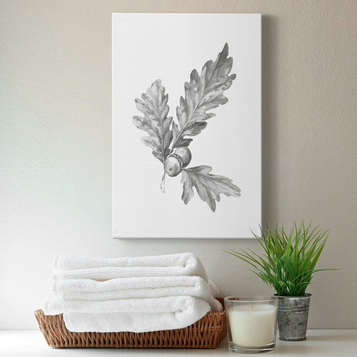 Oak Leaf Pencil Sketch I Premium Gallery Wrapped Canvas - Ready to Hang