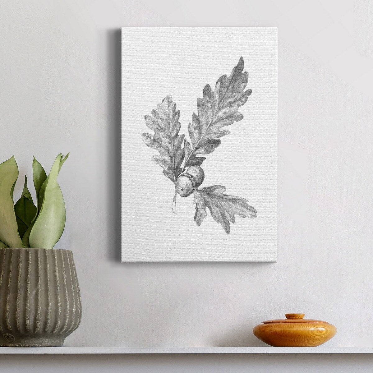 Oak Leaf Pencil Sketch I Premium Gallery Wrapped Canvas - Ready to Hang