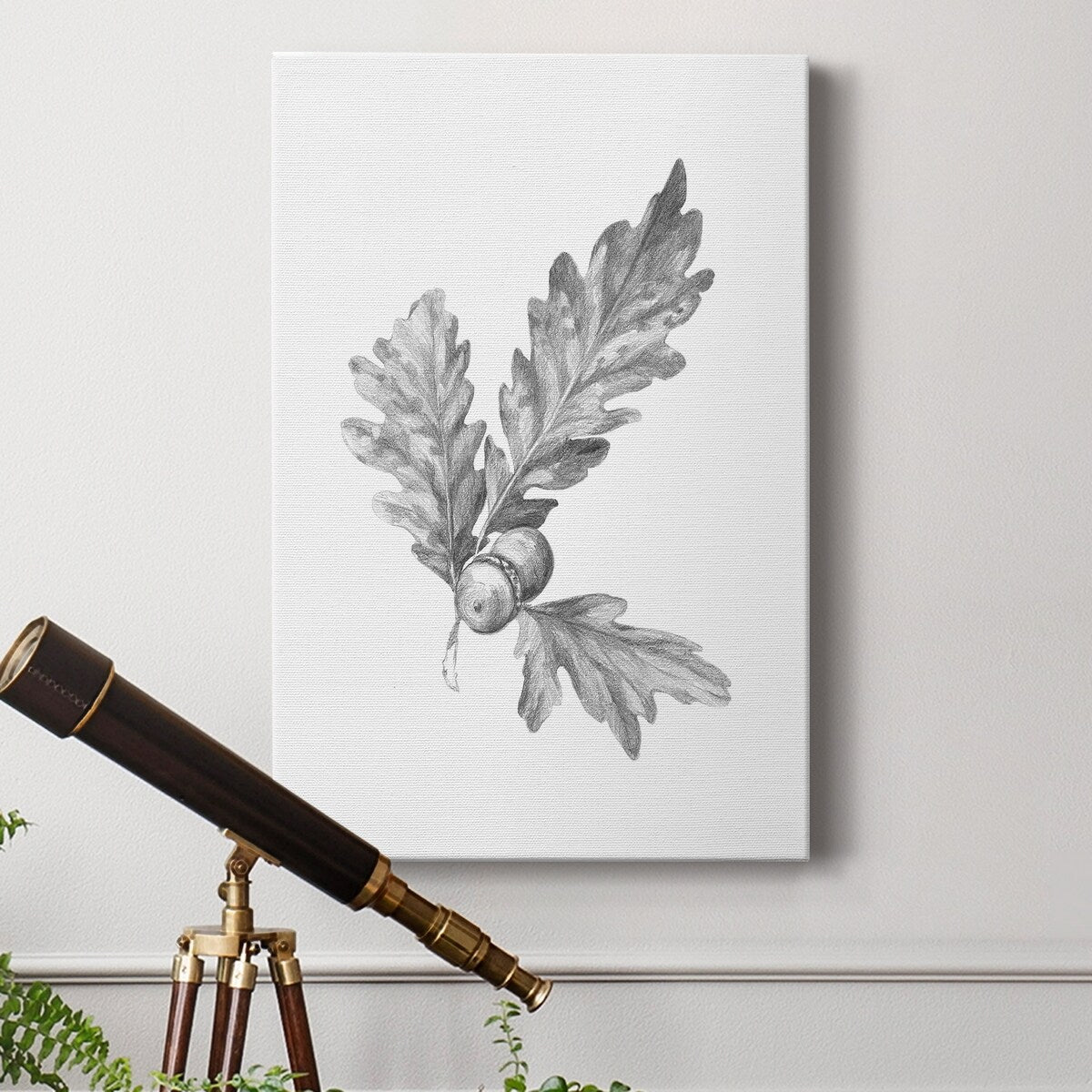 Oak Leaf Pencil Sketch I Premium Gallery Wrapped Canvas - Ready to Hang