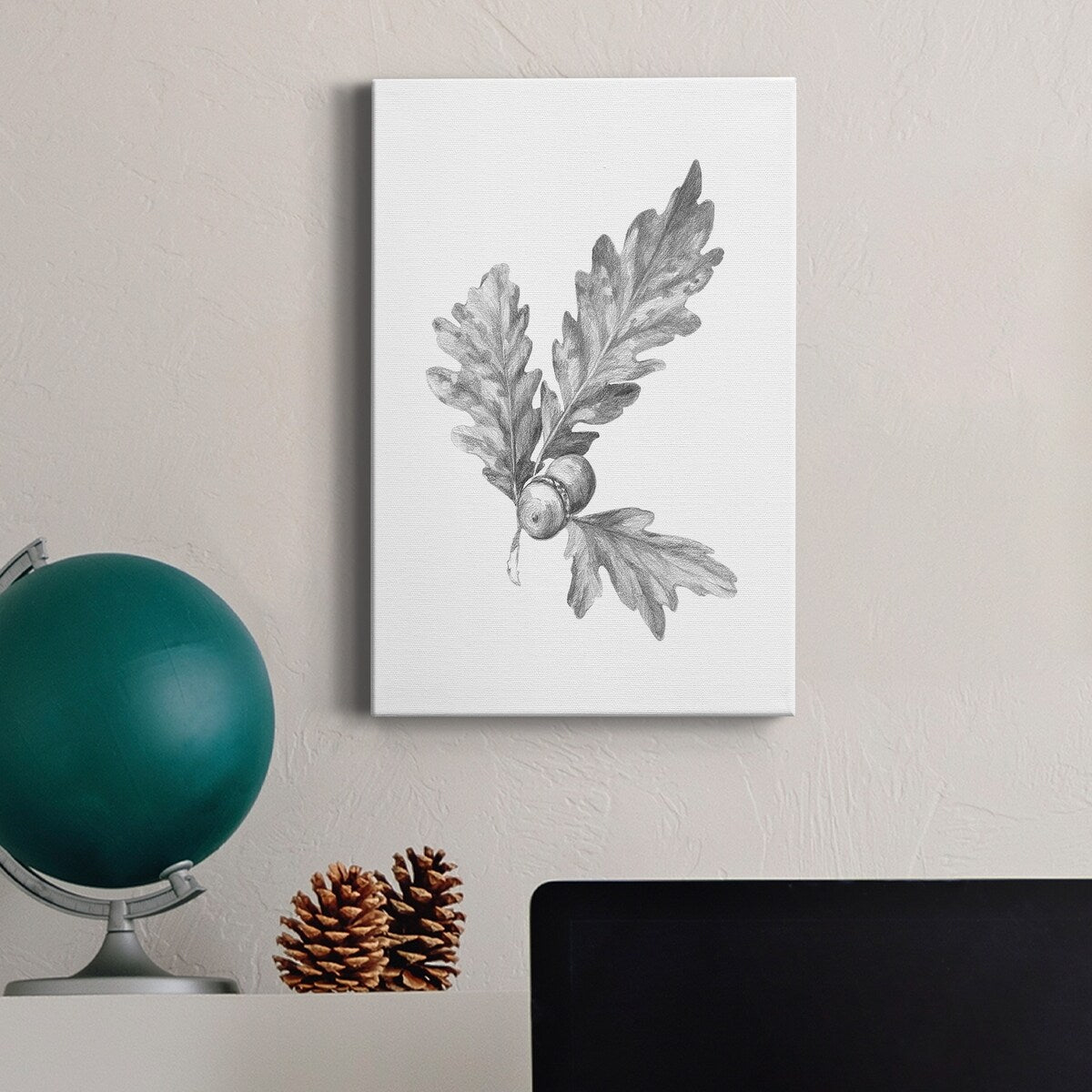 Oak Leaf Pencil Sketch I Premium Gallery Wrapped Canvas - Ready to Hang