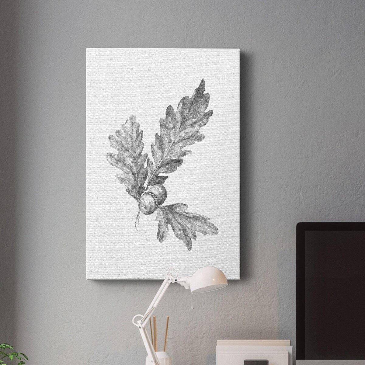 Oak Leaf Pencil Sketch I Premium Gallery Wrapped Canvas - Ready to Hang