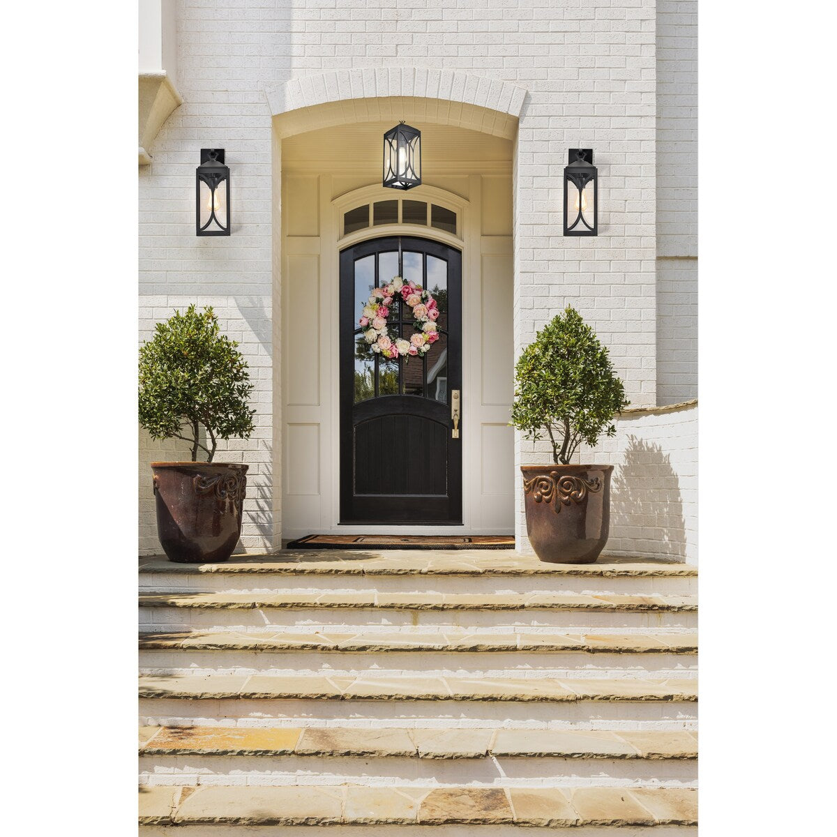 Oaklyn 1 Light Medium Wall Lantern Matte Black with Clear Glass