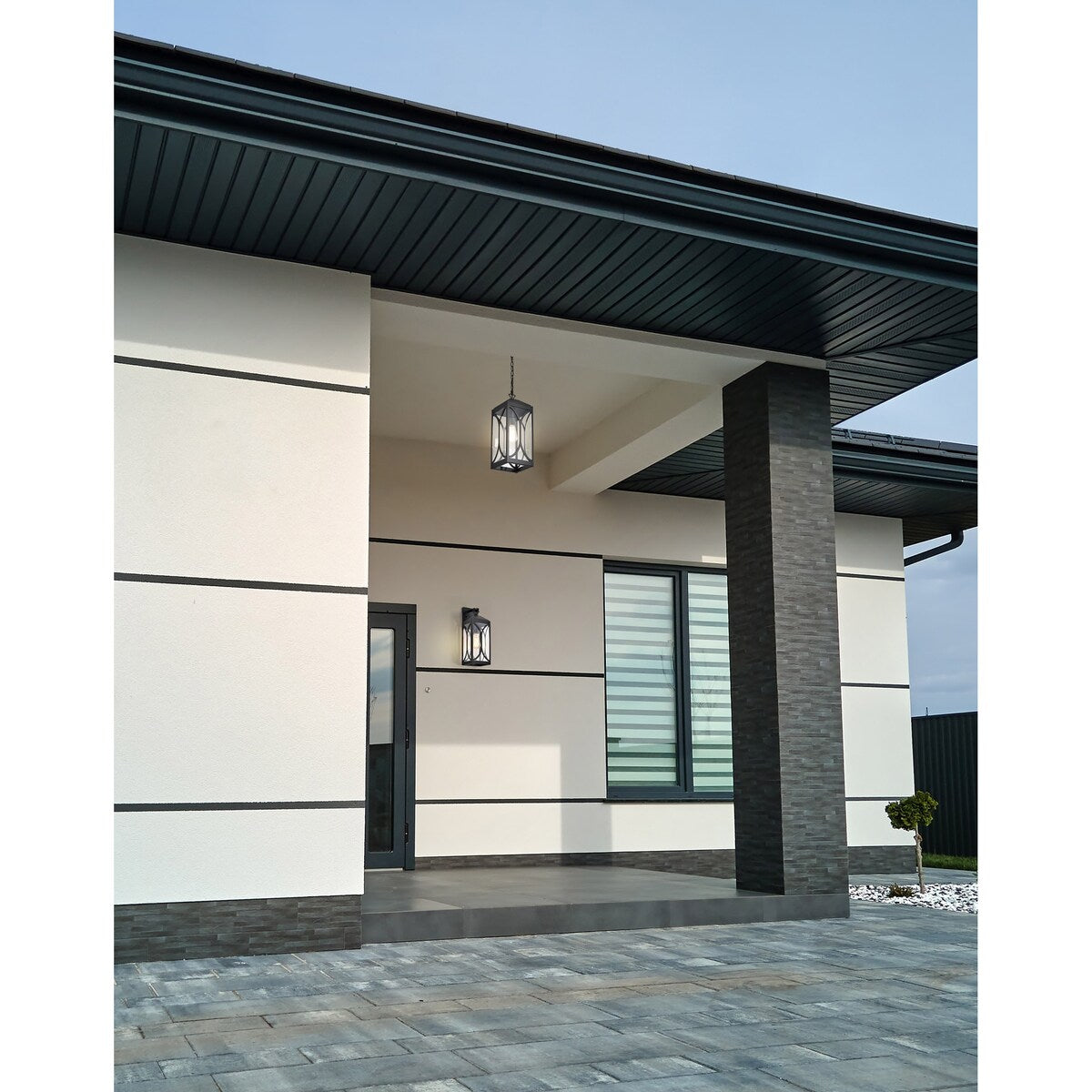 Oaklyn 1 Light Medium Wall Lantern Matte Black with Clear Glass