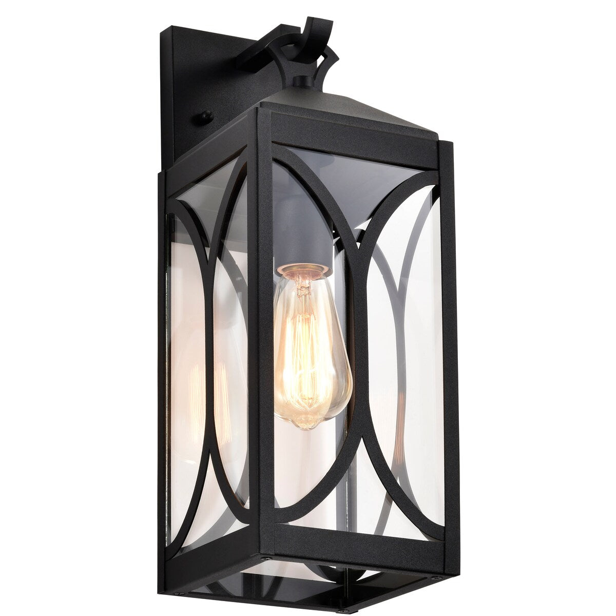 Oaklyn 1 Light Medium Wall Lantern Matte Black with Clear Glass