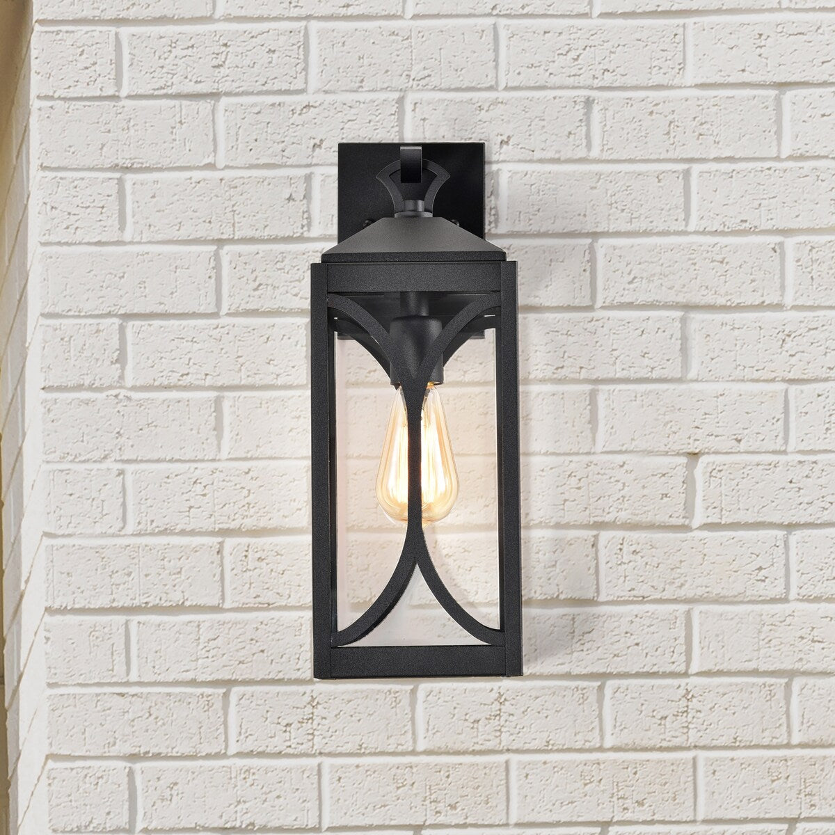 Oaklyn 1 Light Medium Wall Lantern Matte Black with Clear Glass