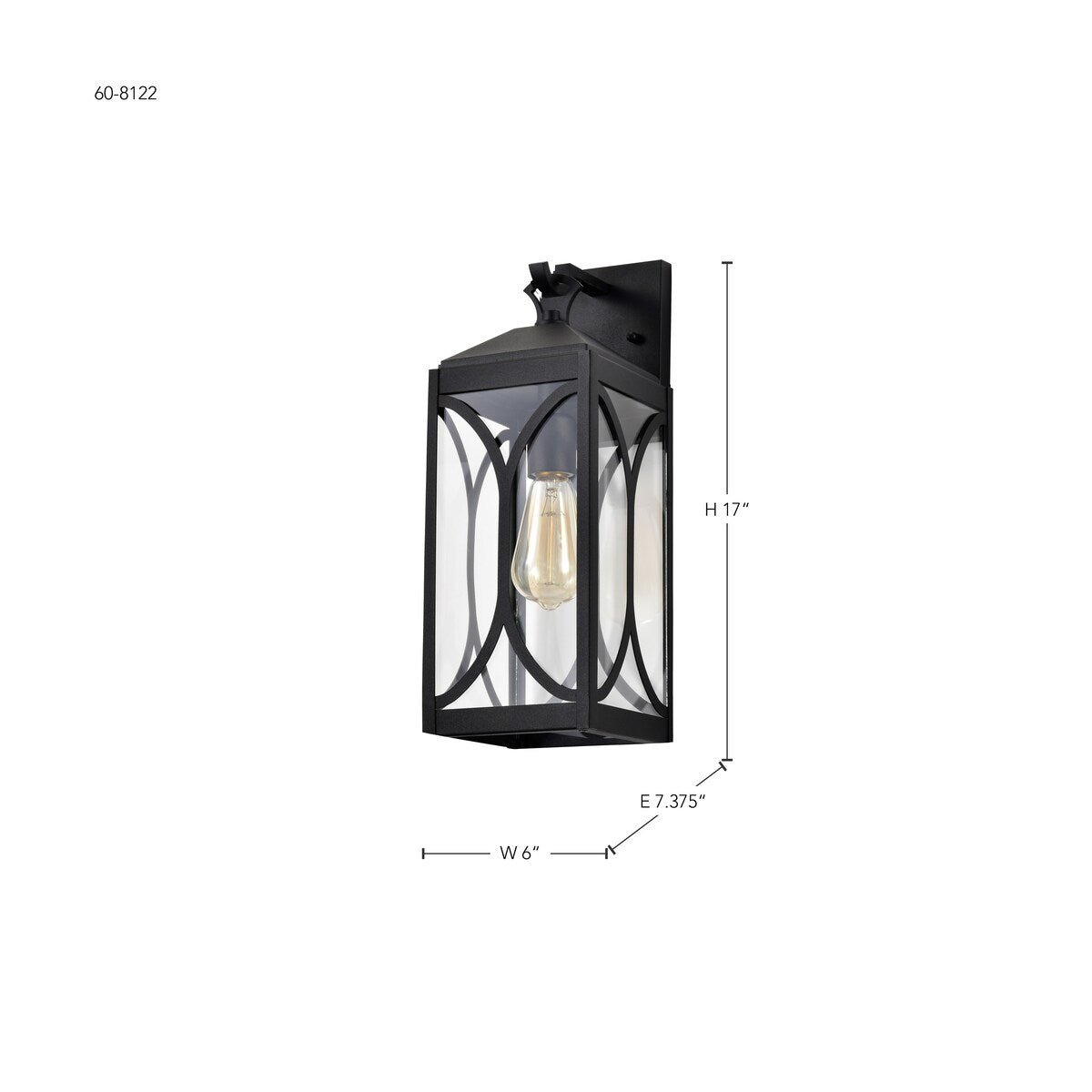 Oaklyn 1 Light Medium Wall Lantern Matte Black with Clear Glass