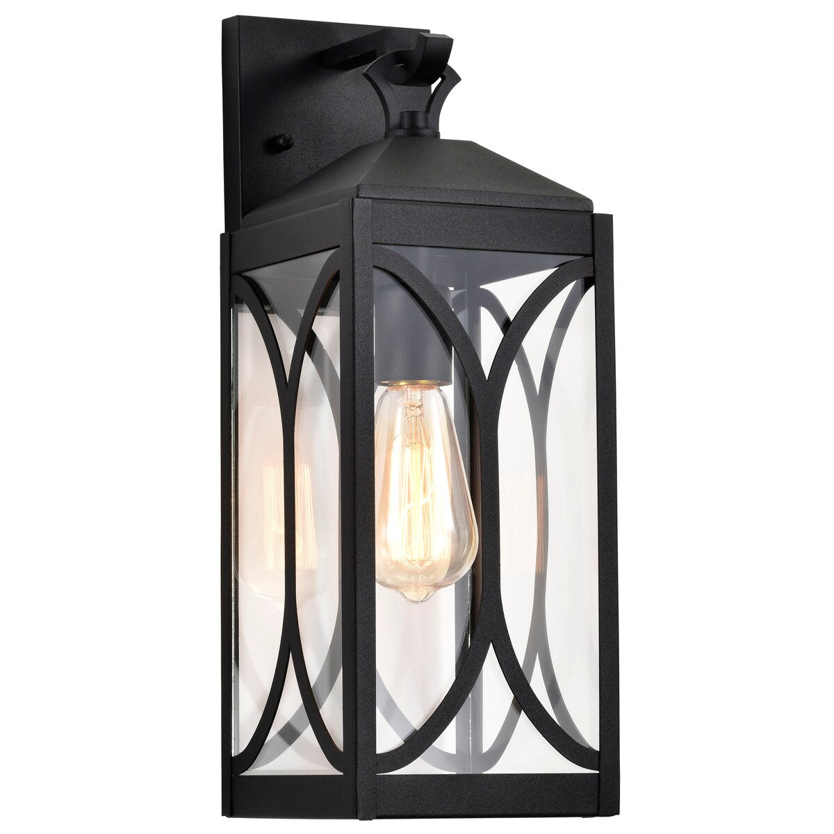 Oaklyn 1 Light Medium Wall Lantern Matte Black with Clear Glass