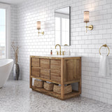 Oakman Mango Wood Carrara White Marble Countertop Bath Vanity with Faucet