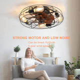 Oaks Aura 20in. Modern Industrial Low Profile Ceiling Fan with Light, Black Farmhouse Flush Mount Remote Control Ceiling Fan