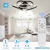 Oaks Aura 22"Futuristic Black Modern Flush Mount Ceiling Fan with Light, Low Profile 6-Speed Smart APP Ceiling Fan With Remote
