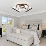 Oaks Aura 22"Futuristic Black Modern Flush Mount Ceiling Fan with Light, Low Profile 6-Speed Smart APP Ceiling Fan With Remote