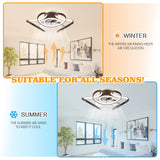 Oaks Aura 22"Futuristic Black Modern Flush Mount Ceiling Fan with Light, Low Profile 6-Speed Smart APP Ceiling Fan With Remote