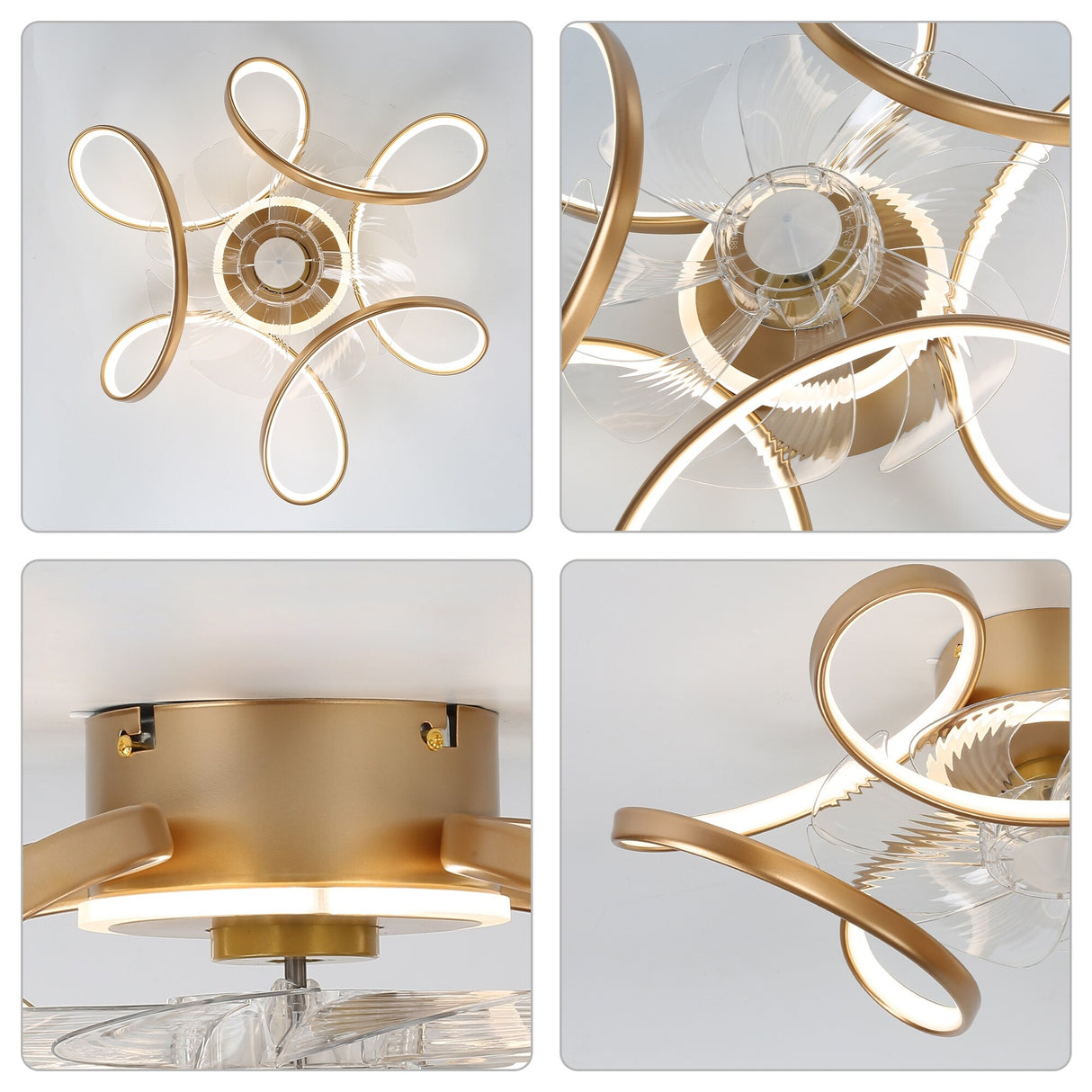 Oaks Aura 22"Futuristic Black Modern Flush Mount Ceiling Fan with Light, Low Profile 6-Speed Smart APP Ceiling Fan With Remote