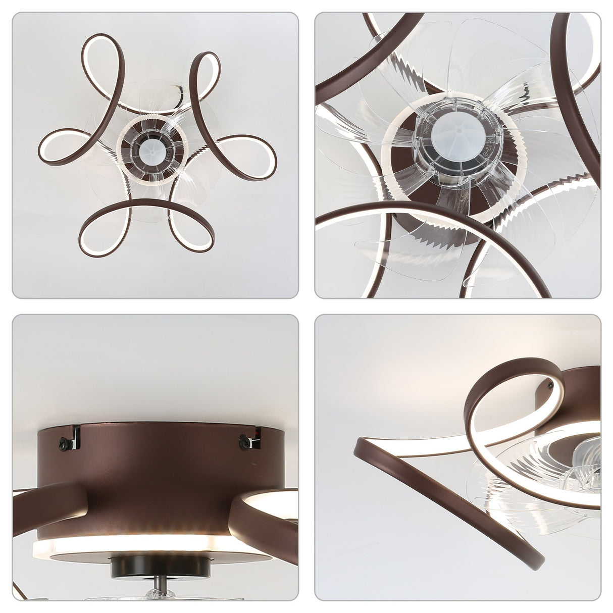 Oaks Aura 22"Futuristic Black Modern Flush Mount Ceiling Fan with Light, Low Profile 6-Speed Smart APP Ceiling Fan With Remote