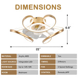 Oaks Aura 22"Futuristic Black Modern Flush Mount Ceiling Fan with Light, Low Profile 6-Speed Smart APP Ceiling Fan With Remote