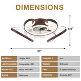 Oaks Aura 22"Futuristic Black Modern Flush Mount Ceiling Fan with Light, Low Profile 6-Speed Smart APP Ceiling Fan With Remote