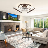Oaks Aura 22"Futuristic Black Modern Flush Mount Ceiling Fan with Light, Low Profile 6-Speed Smart APP Ceiling Fan With Remote