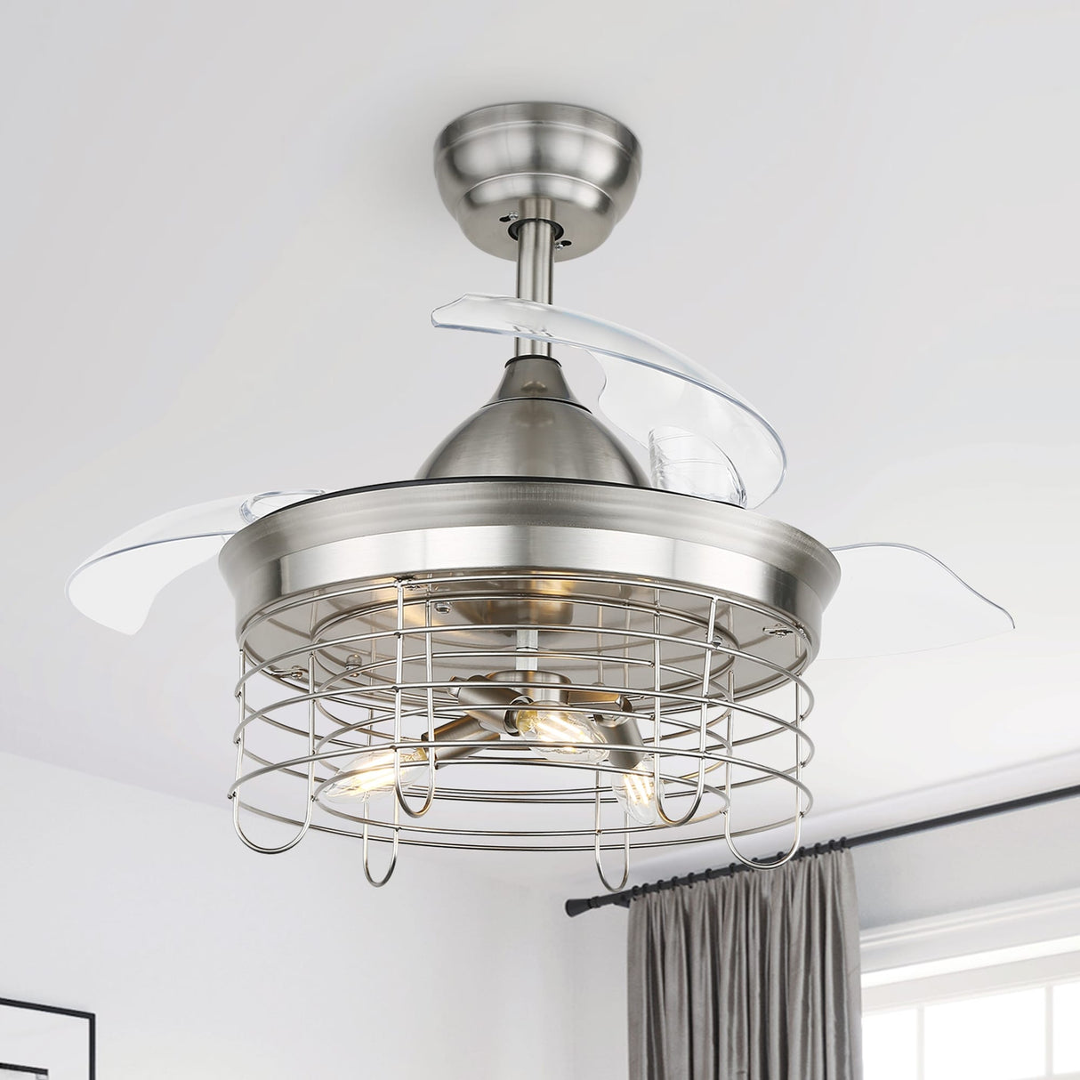 Oaks Aura 42-In Industrial 3-blade retractable Ceiling Fan with Remote Control