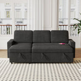 Oaks Aura 85.8 Inch Pull Out Sleeper Sofa, L-shaped Couch With USB Port, Convertible Sofa Bed With Storage Racks
