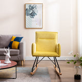 Oaks Aura Yellow Velvet Rocking Chair, Upholstered Accent Armchair for Living Room