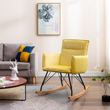 Oaks Aura Yellow Velvet Rocking Chair, Upholstered Accent Armchair for Living Room