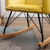 Oaks Aura Yellow Velvet Rocking Chair, Upholstered Accent Armchair for Living Room