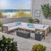 Oana Outdoor U-shaped 8-seat Acacia Sectional Sofa Set w/ Fire Pit by Christopher Knight Home
