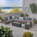Oana Outdoor U-shaped 8-seat Acacia Sectional Sofa Set w/ Fire Pit by Christopher Knight Home