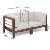 Oana Outdoor 2-Seater Acacia Wood Sectional Loveseat Set With Cushions by Christopher Knight Home