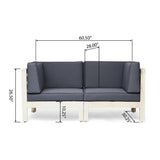 Oana Outdoor 2-Seater Acacia Wood Sectional Loveseat Set With Cushions by Christopher Knight Home