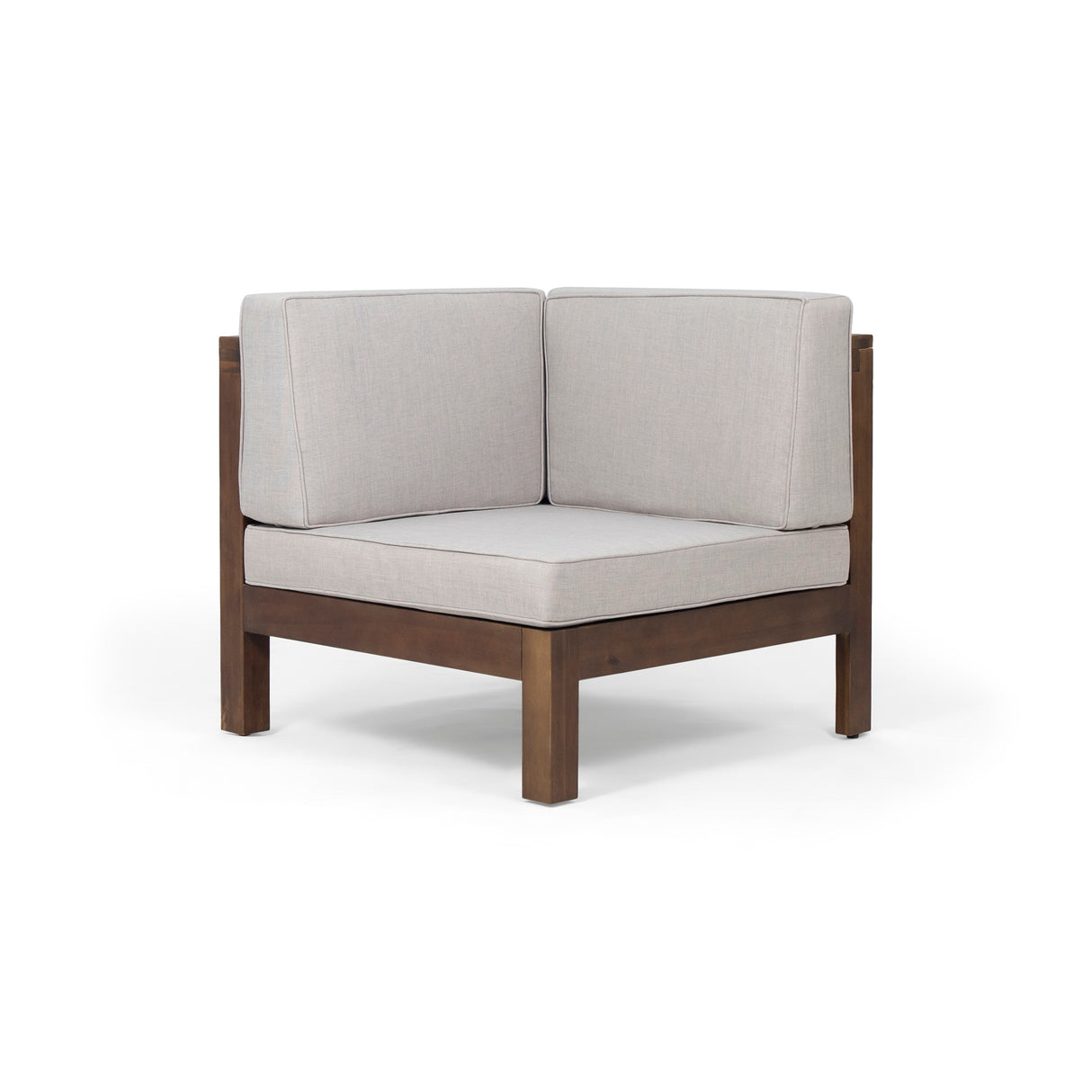 Oana Outdoor 5-Seater V-Shaped Acacia Wood Sectional Sofa Set With Cushions by Christopher Knight Home