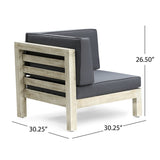 Oana Outdoor 8-Seater Acacia Wood U-Shaped Sectional Sofa Set with Coffee Table by Christopher Knight Home