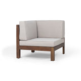 Oana Outdoor 8-Seater Acacia Wood U-Shaped Sectional Sofa Set with Coffee Table by Christopher Knight Home