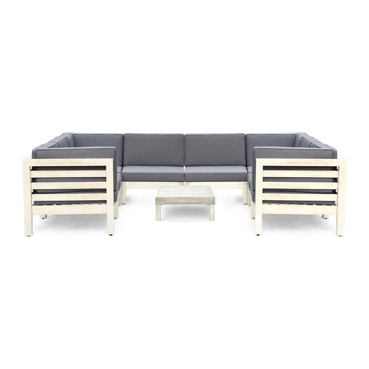 Oana Outdoor 8-Seater Acacia Wood U-Shaped Sectional Sofa Set with Coffee Table by Christopher Knight Home