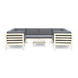 Oana Outdoor 8-Seater Acacia Wood U-Shaped Sectional Sofa Set with Coffee Table by Christopher Knight Home