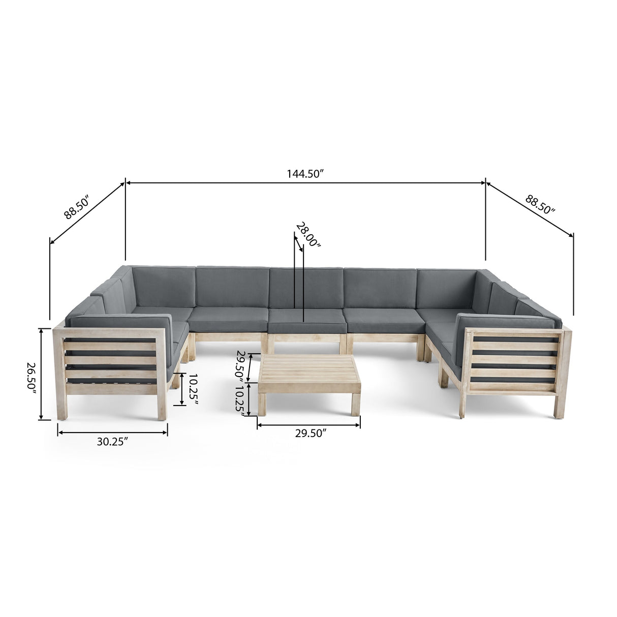 Oana Outdoor 9 Seater Acacia Wood Sectional Sofa Set by Christopher Knight Home