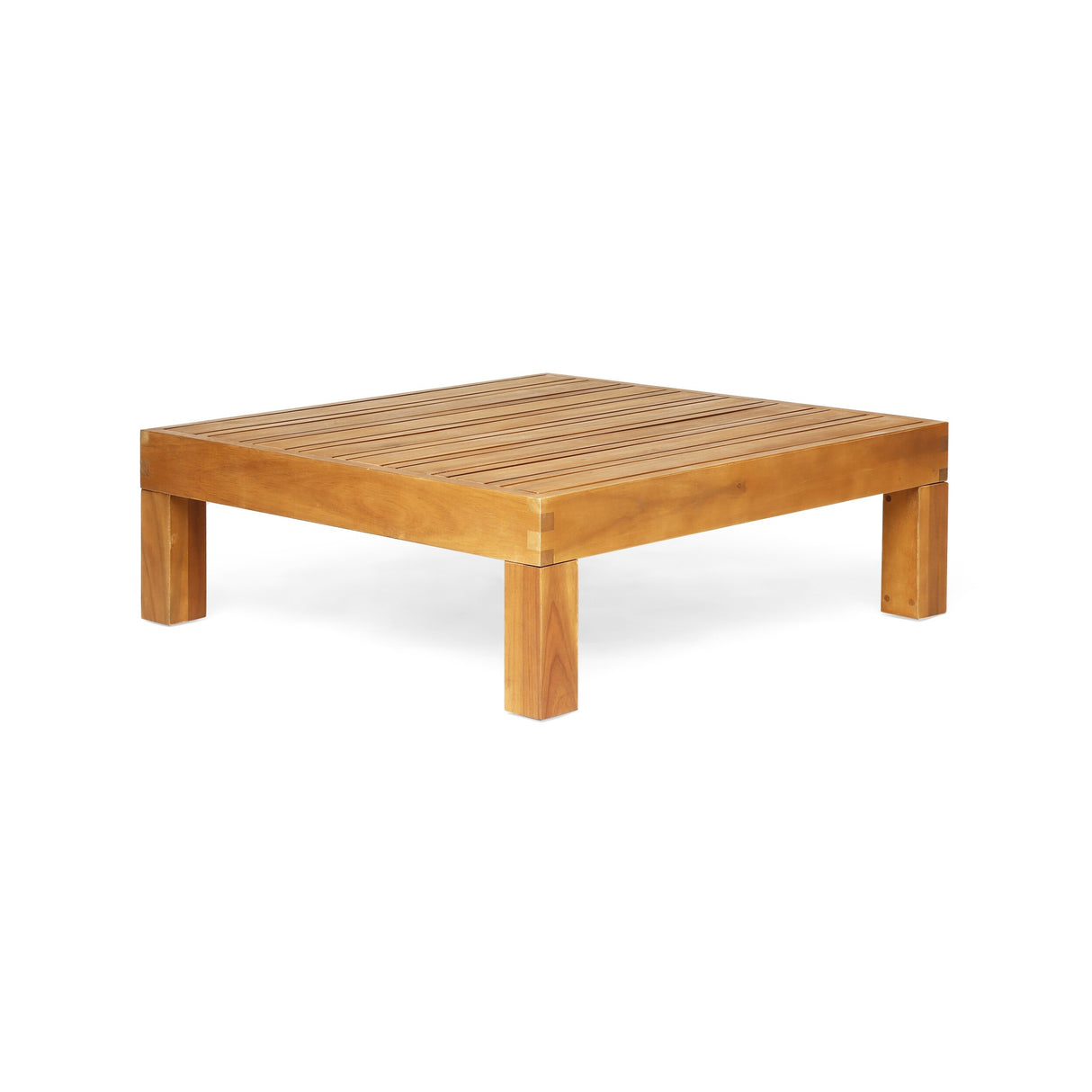 Oana Outdoor Acacia Wood Left Arm Loveseat and Coffee Table Set with Cushion by Christopher Knight Home
