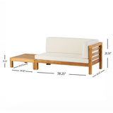 Oana Outdoor Acacia Wood Right Arm Loveseat and Coffee Table Set with Cushion by Christopher Knight Home