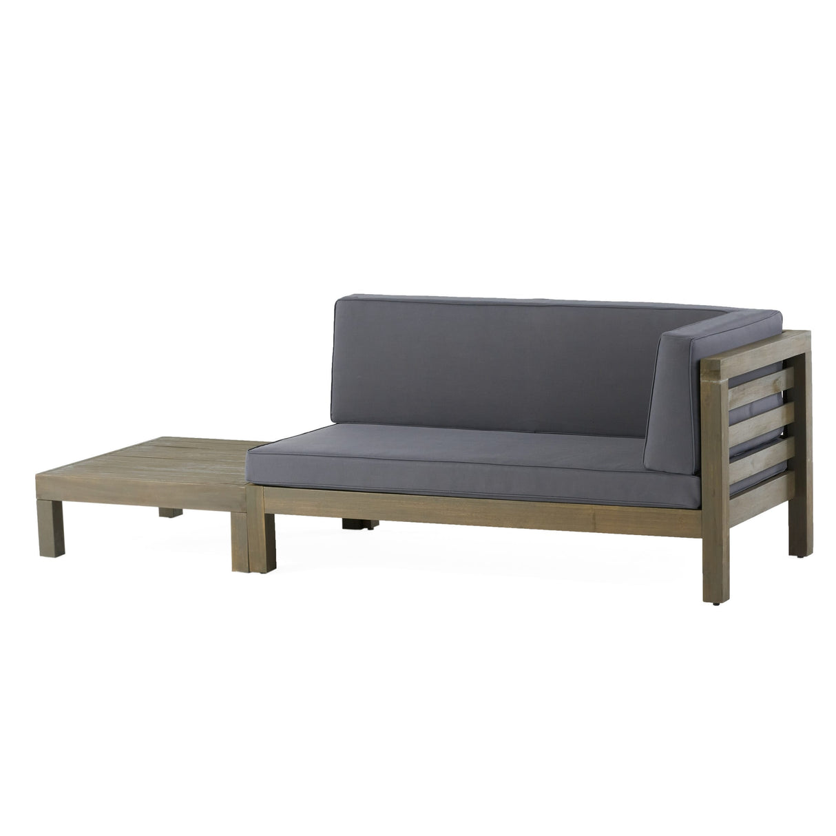 Oana Outdoor Acacia Wood Right Arm Loveseat and Coffee Table Set with Cushion by Christopher Knight Home