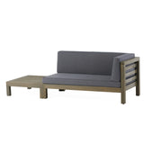 Oana Outdoor Acacia Wood Right Arm Loveseat and Coffee Table Set with Cushion by Christopher Knight Home