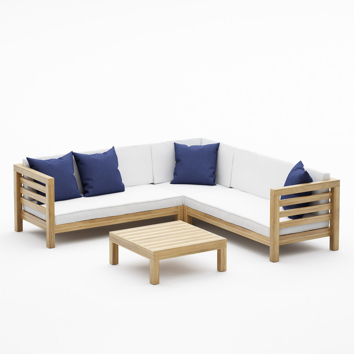 Oana Outdoor Teak 5 Seater Sectional Set with Coffee Table by Christopher Knight Home
