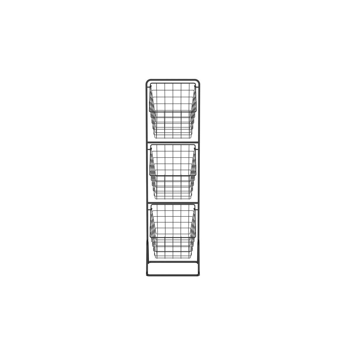 Oceanstar 3-Tier Metal Wire Storage Basket Stand with Removable Baskets – Black