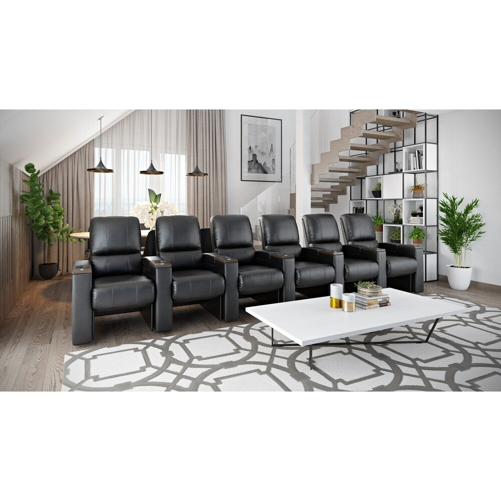 Octane Axis ZR700 Black Bonded Leather Recliner Home Theater Seating Set (Row of 6)