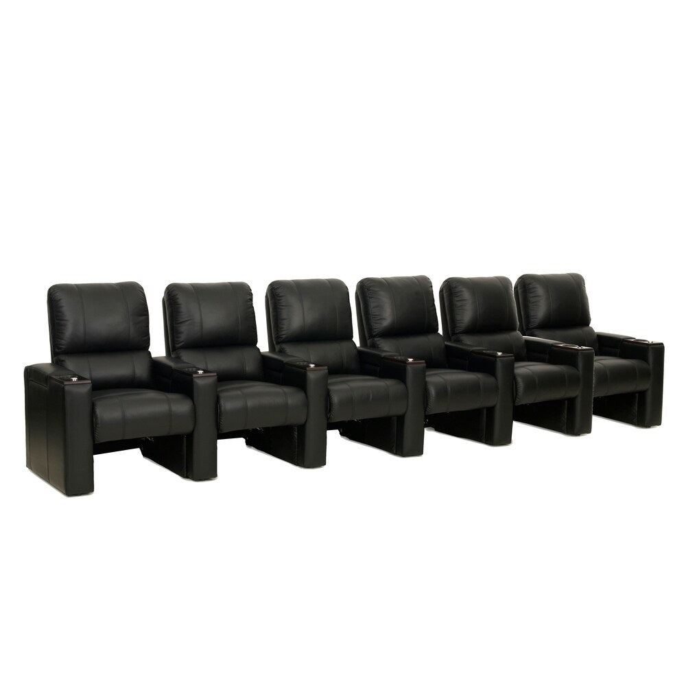 Octane Axis ZR700 Black Bonded Leather Recliner Home Theater Seating Set (Row of 6)