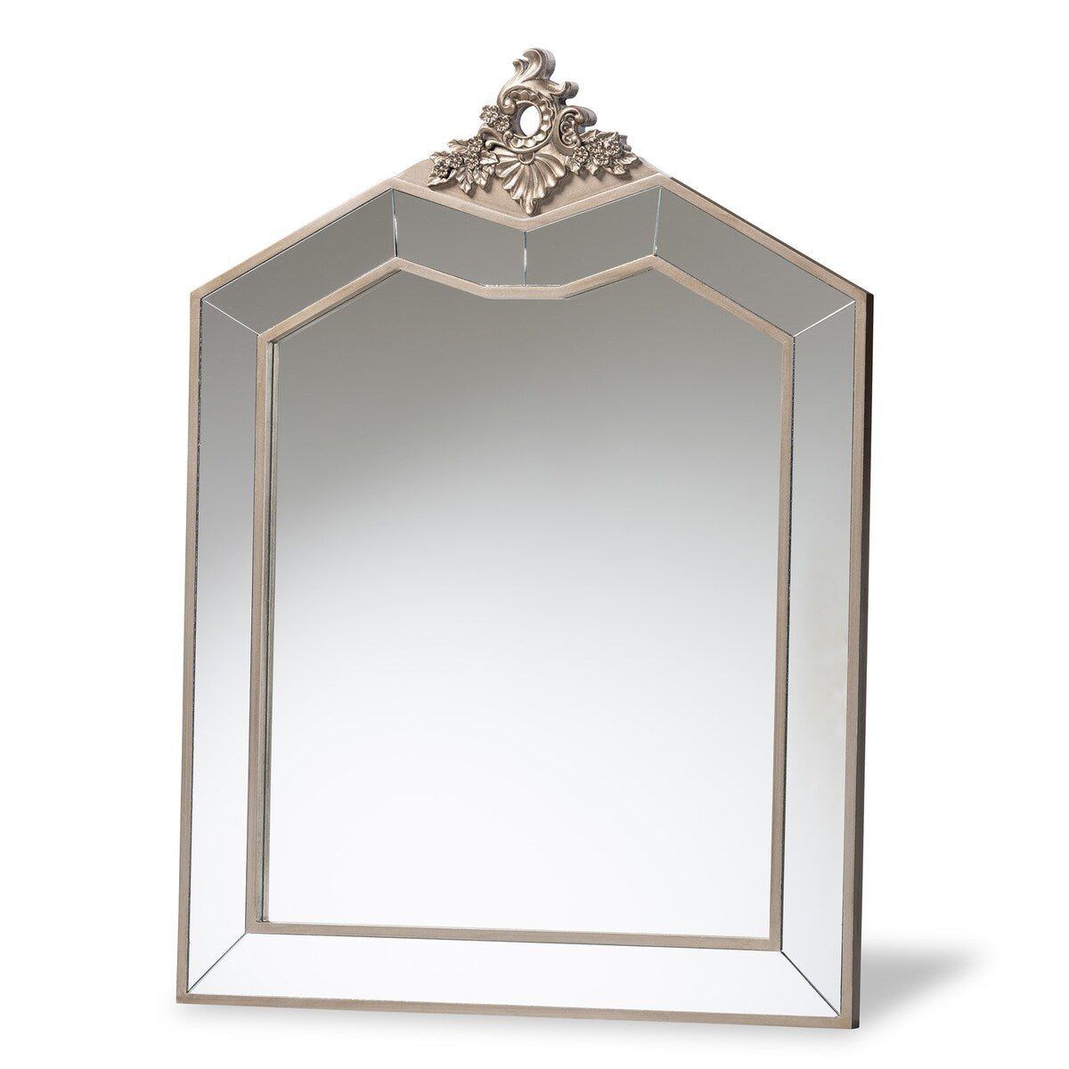 Odele Contemporary Glam and Luxe Silver Wood Accent Wall Mirror