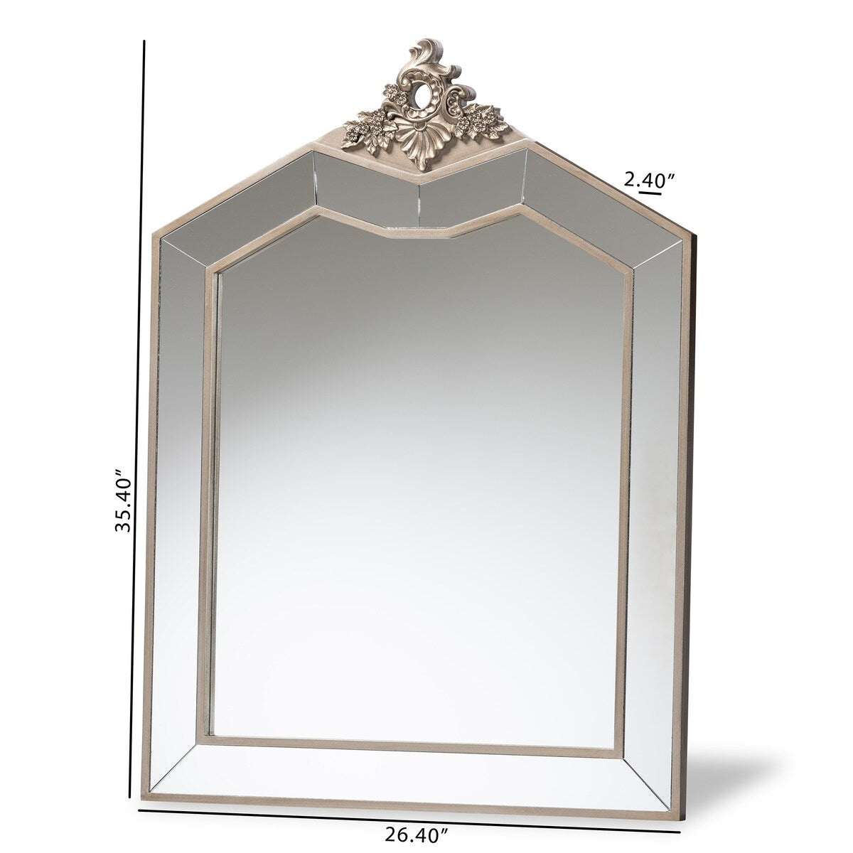 Odele Contemporary Glam and Luxe Silver Wood Accent Wall Mirror