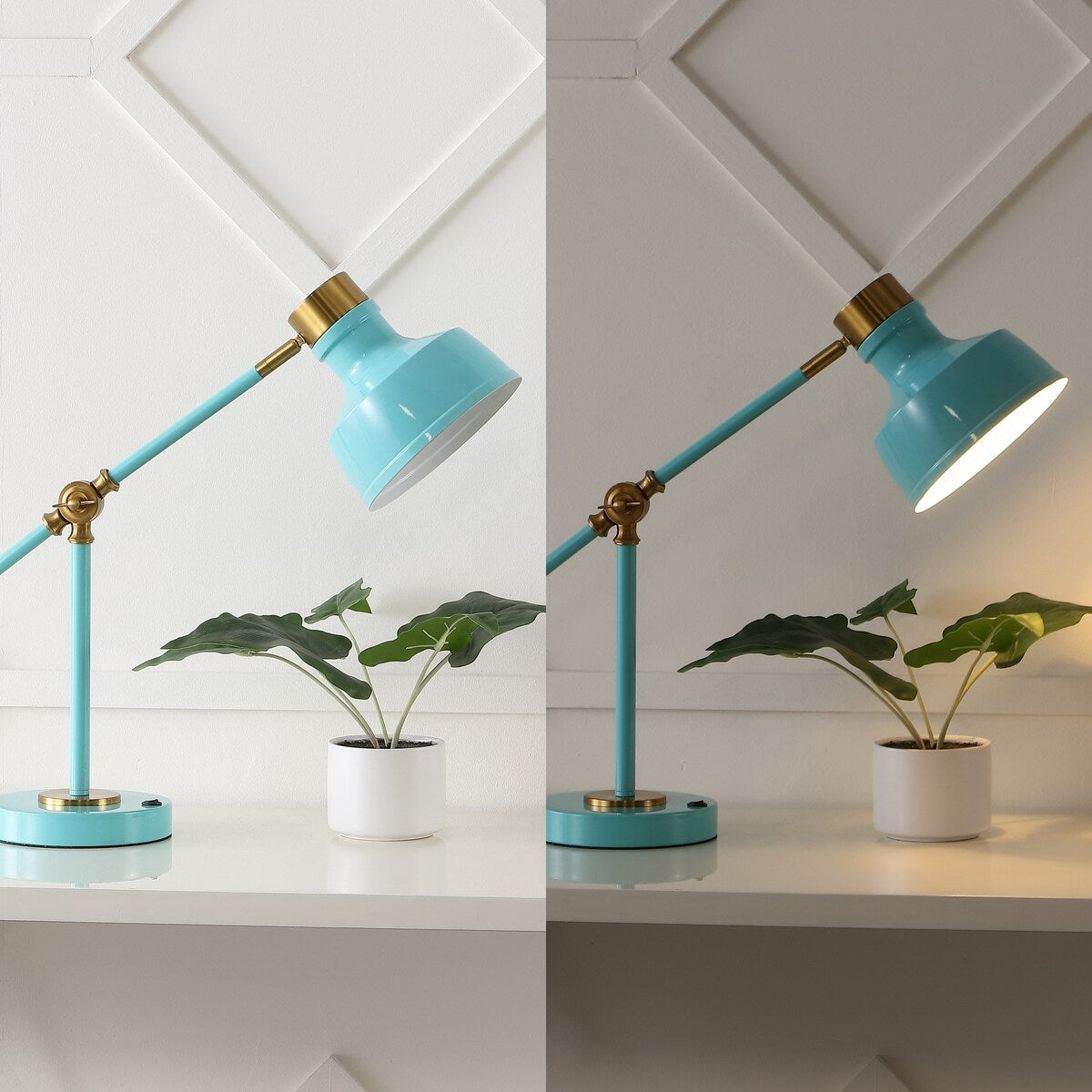 Odile 18.5" Classic Farmhouse Adjustable Cantilever LED Task Lamp with USB Charging Port, by JONATHAN Y