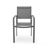 Odom Outdoor Modern Industrial Aluminum 7 Piece Dining Set with Mesh Seating by Christopher Knight Home