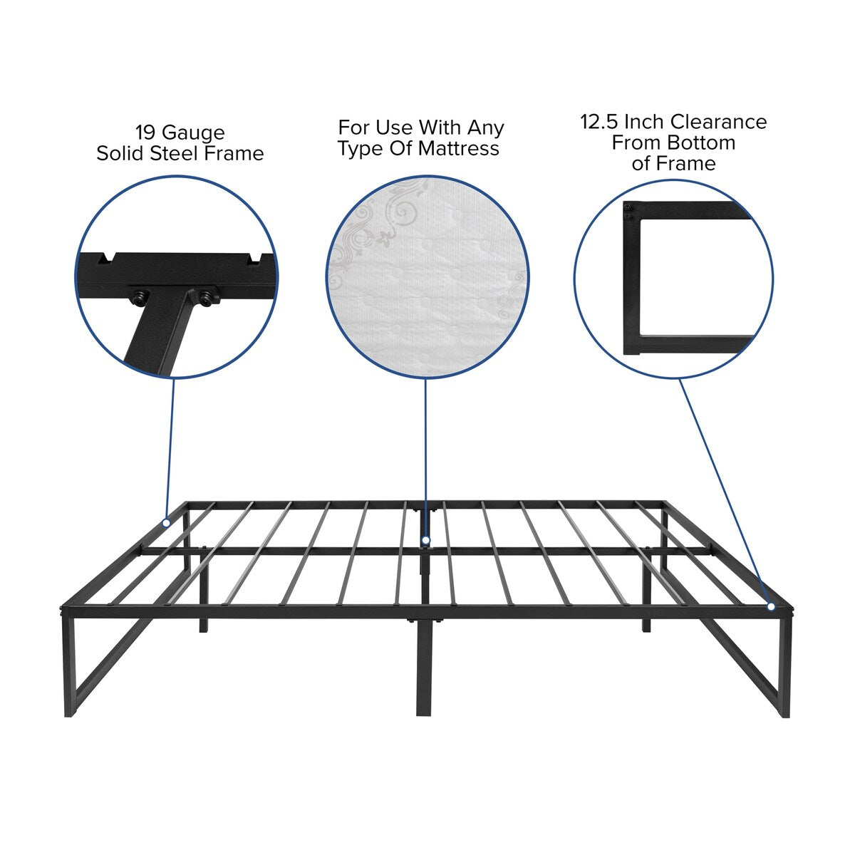 Offex 14" Bed Frame w/ 12" Memory Foam Pocket Spring Mattress - Full