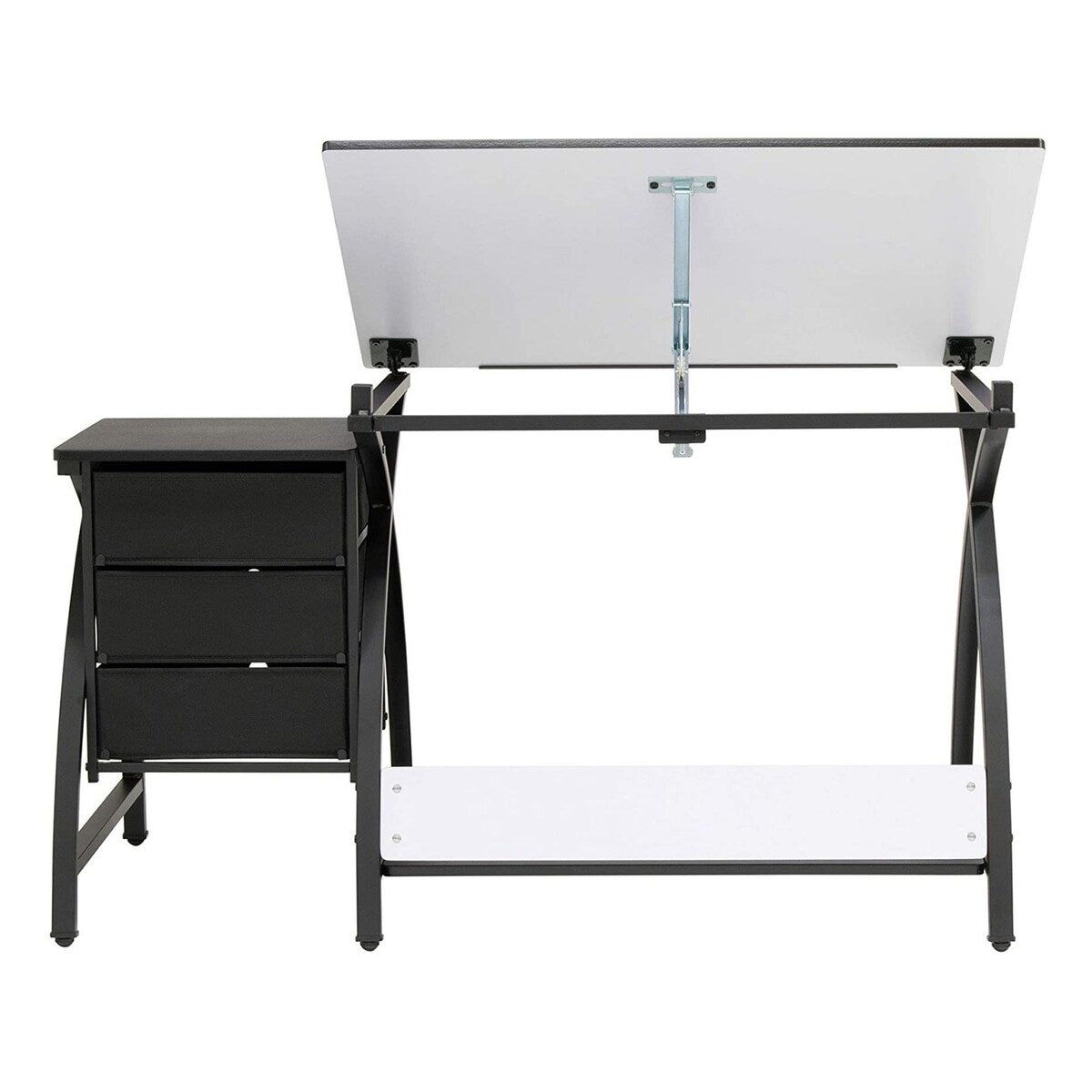 Offex 2 Pc Venus Craft Table with Angle Adjustable Top & Stool - Black